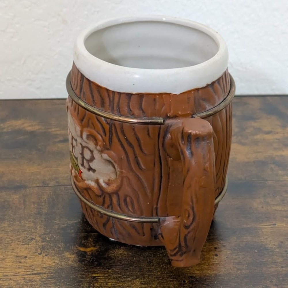 VTG Beer Mug Souvenir Galveston Texas‎ Barrel Design Ceramic Handle Kitsch Japan - Picture 3 of 11